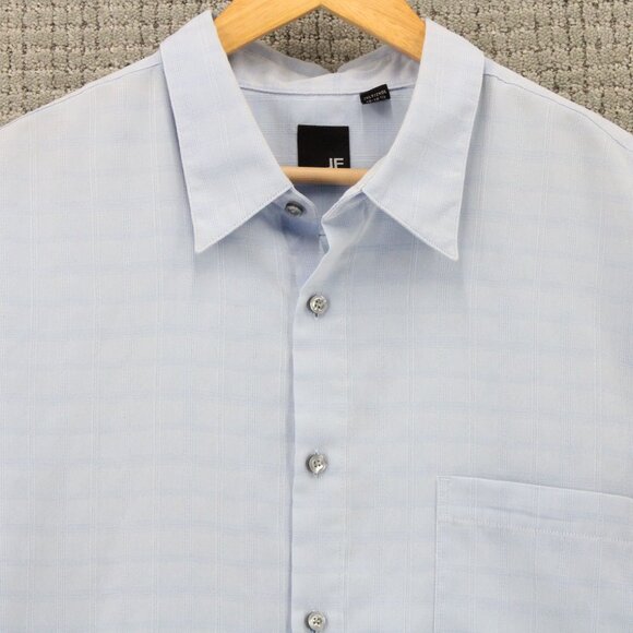 JF J.Ferrar Shirt Mens 2XL Blue Plaid Button Down Casual Short Sleeve Collared - Picture 6 of 10